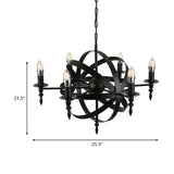 Vintage Style Metal Pendant Light With Candle Design - Orbit Cage Indoor Chandelier (6/8 Lights) In