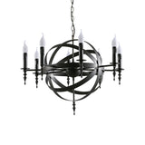 Vintage Style Metal Pendant Chandelier With Candle Design - Orbit Cage 6/8 Lights Indoor Lighting