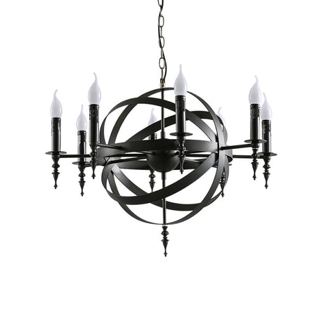 Vintage Style Metal Pendant Chandelier With Candle Design - Orbit Cage 6/8 Lights Indoor Lighting