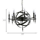 Vintage Style Metal Pendant Chandelier With Candle Design - Orbit Cage 6/8 Lights Indoor Lighting