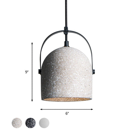 Nordic Cement Dome Pendant Light - 1-Light Black/Grey/White Hanging Design
