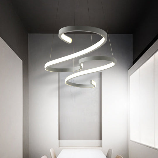Modern Nordic Led Acrylic Twist Pendant Light In Pink/Black/White - Warm/White/Natural Lighting