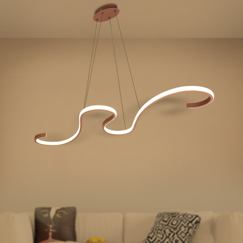 Modern Nordic Led Acrylic Twist Pendant Light In Pink/Black/White - Warm/White/Natural Lighting