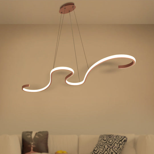 Modern Nordic Led Acrylic Twist Pendant Light In Pink/Black/White - Warm/White/Natural Lighting