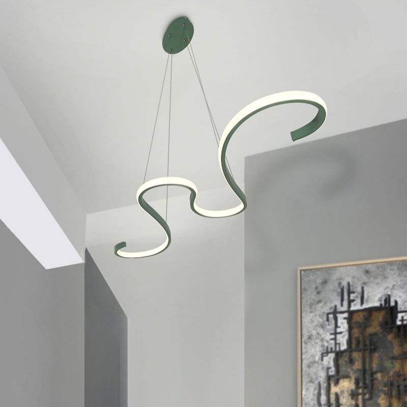 Modern Nordic Led Acrylic Twist Pendant Light In Pink/Black/White - Warm/White/Natural Lighting