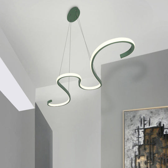 Modern Nordic Led Acrylic Twist Pendant Light In Pink/Black/White - Warm/White/Natural Lighting