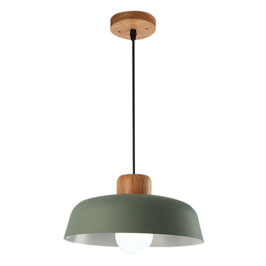 Macaron Style Metallic Hanging Light With Wide Bowl Shade - 1 Bulb Kitchen Pendant Lamp In