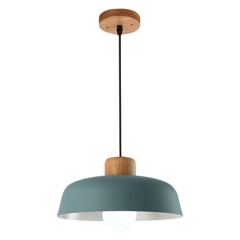 Macaron Style Hanging Pendant Light - 12’/15’ Wide Bowl Shade Metallic Finish 1 Bulb Green/Pink