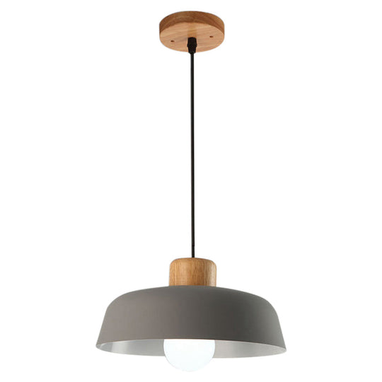 Macaron Style Hanging Pendant Light - 12’/15’ Wide Bowl Shade Metallic Finish 1 Bulb Green/Pink