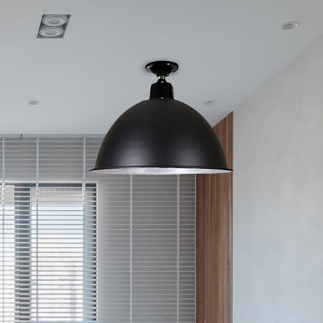 Modern Black Dome Ceiling Light For Dining Room - Loft Style 1 Head 12/14 Width
