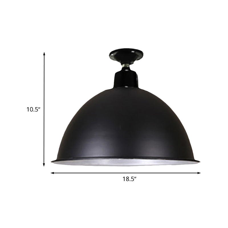 Modern Black Dome Ceiling Light For Dining Room - Loft Style 1 Head 12’/14’ Width
