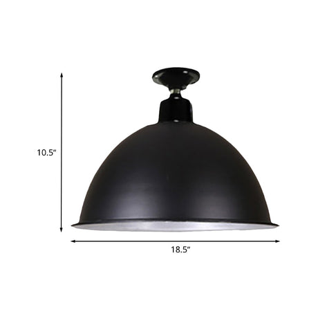 Modern Black Dome Ceiling Light For Dining Room - Loft Style 1 Head 12/14 Width