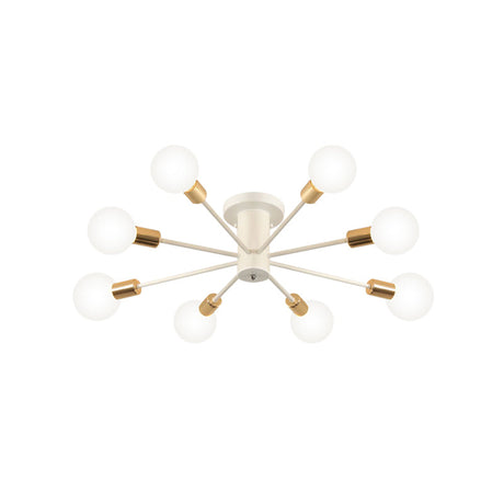 Semi Flush Mount Vintage Ceiling Light Fixture 6/8 Heads Black/White Metallic For Kitchen