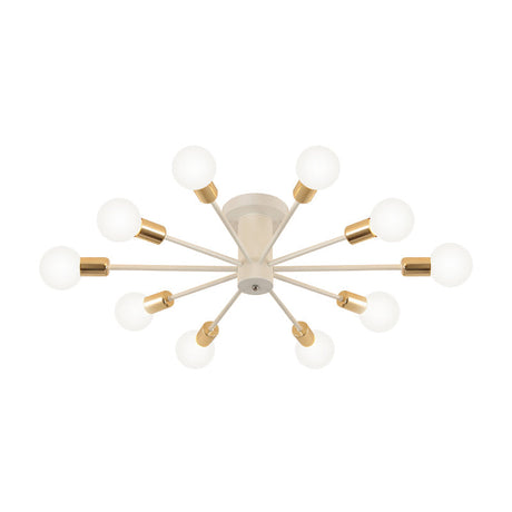 Semi Flush Mount Vintage Ceiling Light Fixture 6/8 Heads Black/White Metallic For Kitchen