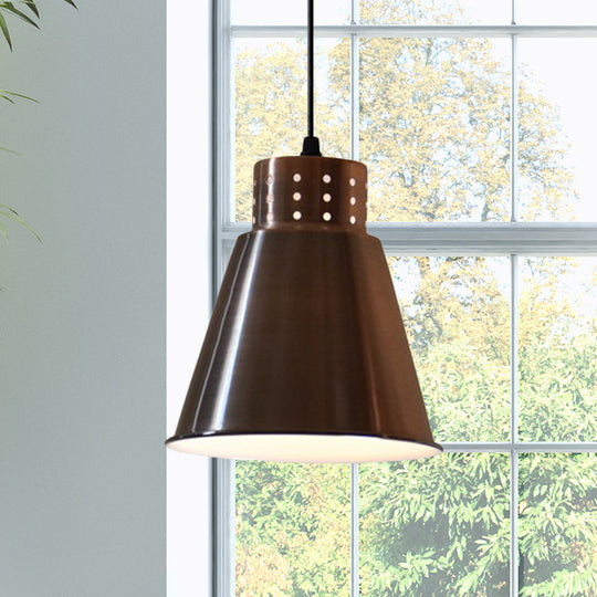 Rose Gold Farmhouse Pendant Light With Cone/Dome/Flared Shade For Restaurants