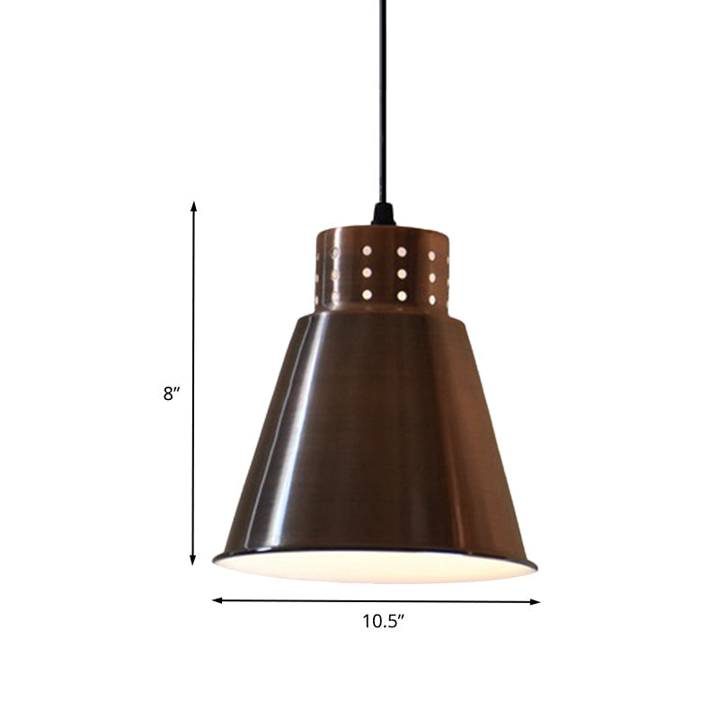 Rose Gold Farmhouse Pendant Light With Cone/Dome/Flared Shade For Restaurants