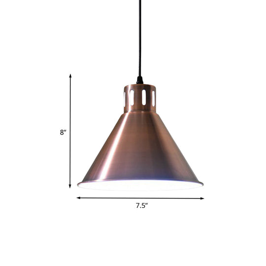 Rose Gold Farmhouse Pendant Light With Cone/Dome/Flared Shade For Restaurants