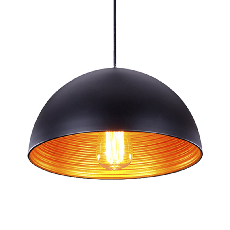 Industrial Dome Hanging Ceiling Pendant Lamp (White/Black) For Bar