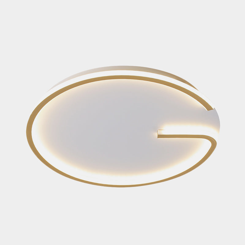 Modern White Led Flush Mount Lamp - Round Acrylic Bedroom Light 16/19.5 Dia G-Pattern Warm/White