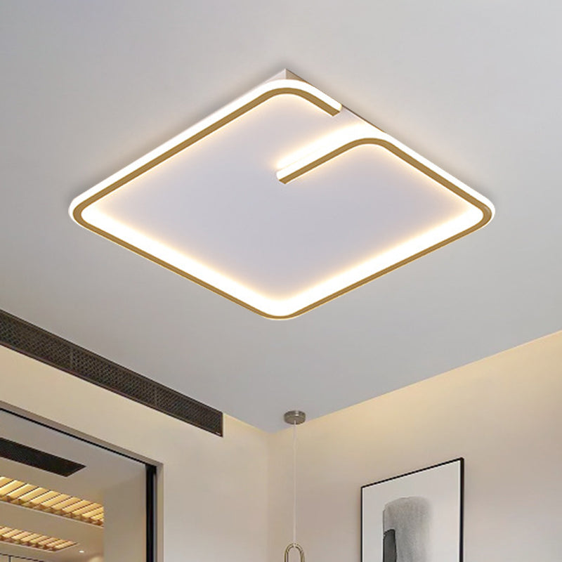 Simple Led Acrylic Flushmount Light - White Square Flush Mount Warm/White 16’/19.5’ Width