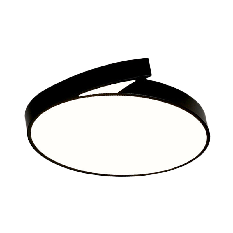 Modern Round Flush - Mount Ceiling Light - Black/White 18’/21.5’ Led Acrylic Flushmount With