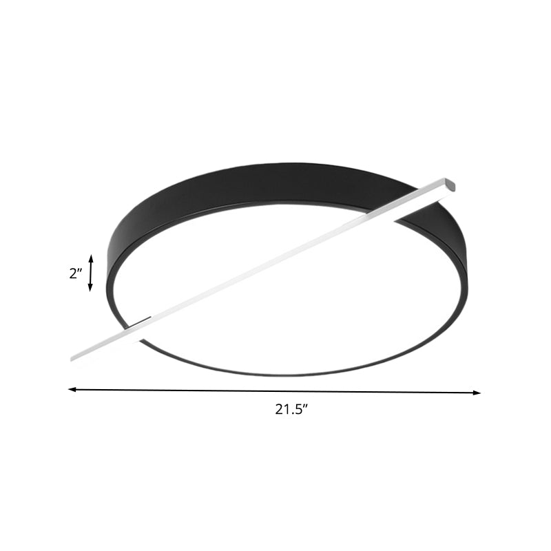 16’/19.5’ Modern Black Acrylic Led Flush Mount Ceiling Light - Drum & Linear Design Warm/White