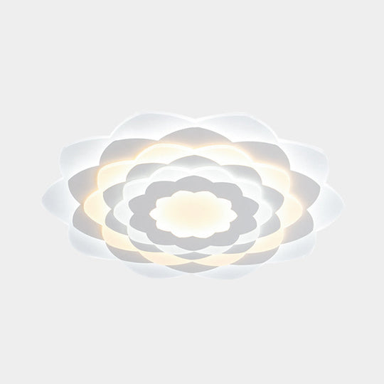 Contemporary Flower-Shaped Led Flushmount Ceiling Light For Bedroom - 16/19.5 Wide