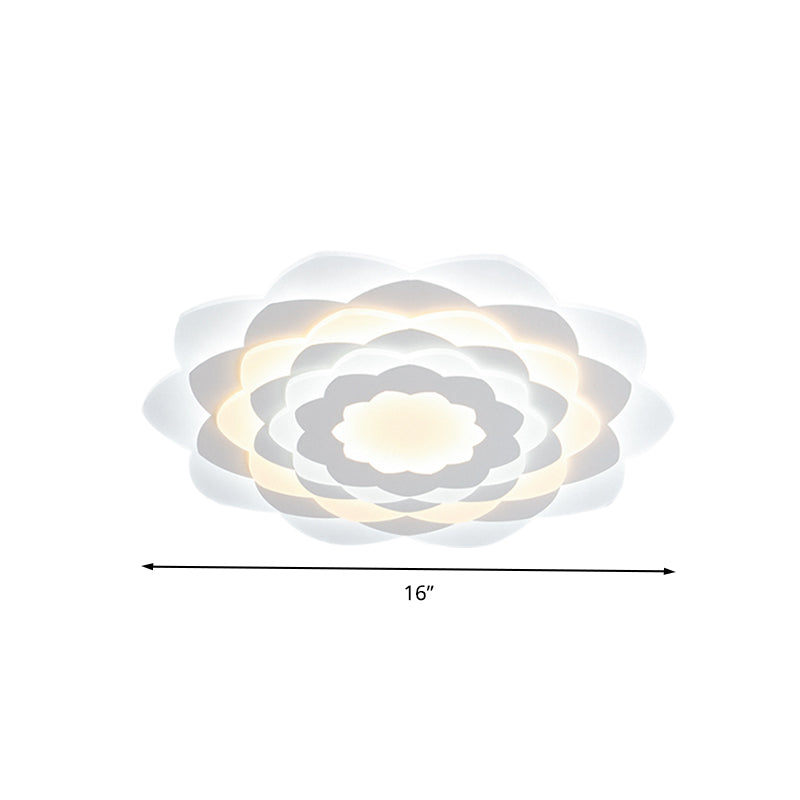 Contemporary Flower - Shaped Led Flushmount Ceiling Light For Bedroom - 16’/19.5’ Wide