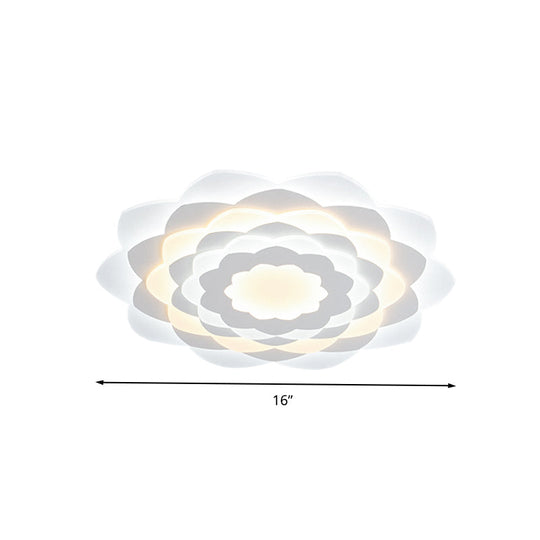 Contemporary Flower - Shaped Led Flushmount Ceiling Light For Bedroom - 16’/19.5’ Wide