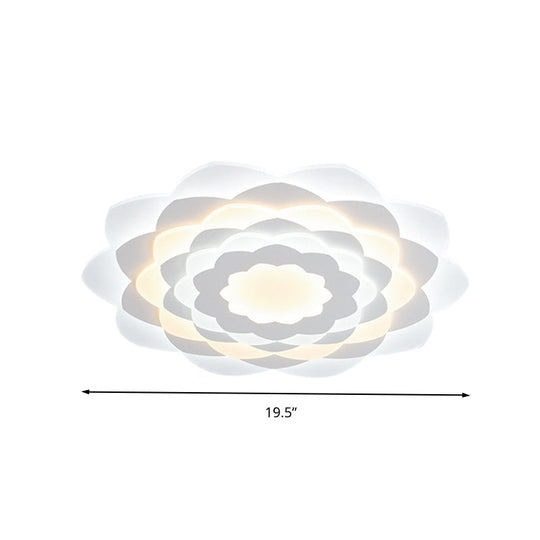Contemporary Flower - Shaped Led Flushmount Ceiling Light For Bedroom - 16’/19.5’ Wide