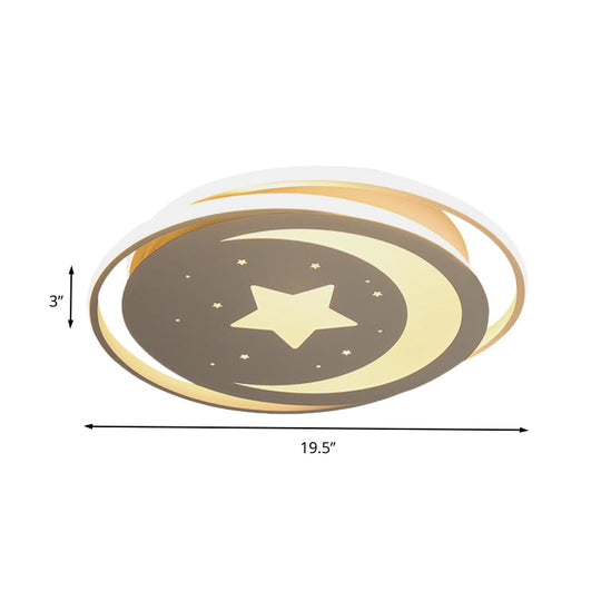 Modern Acrylic Moon And Stars Led Flush Mount Ceiling Light With White/Warm - 16’/19.5’ Width