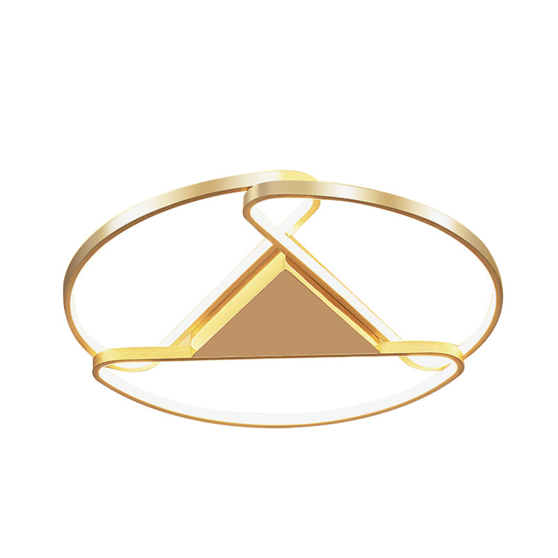 18’/23.5’ Wide Led Gold Flush Mount Ceiling Light - Modern Semi-Circle Acrylic Design Triangle