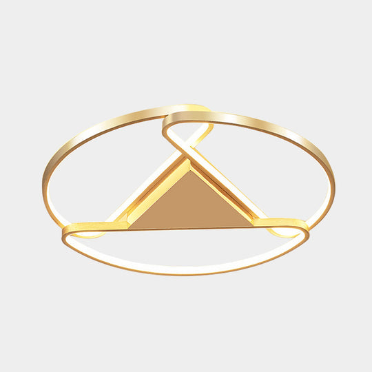 18’/23.5’ Wide Led Gold Flush Mount Ceiling Light - Modern Semi-Circle Acrylic Design Triangle
