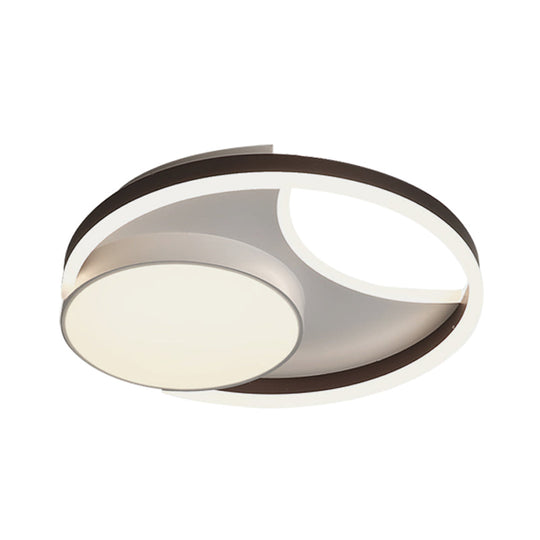 Minimalist Metallic Led Ceiling Mounted Flushmount Lighting In Coffee For Bedroom - 16.5/20.5 Wide