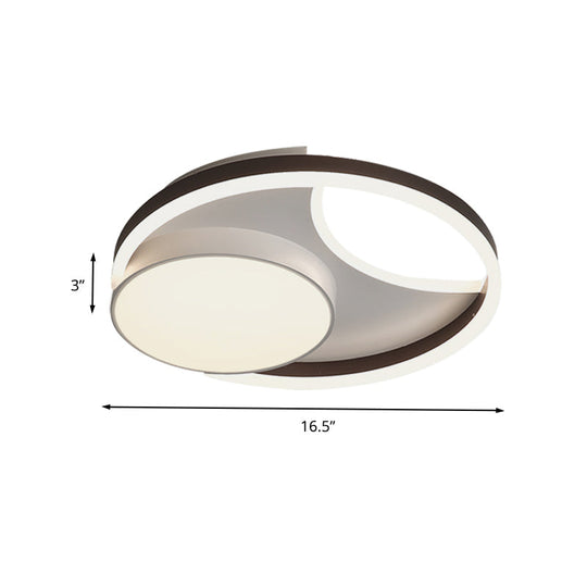Minimalist Metallic Led Ceiling Mounted Flushmount Lighting In Coffee For Bedroom - 16.5’/20.5’ Wide