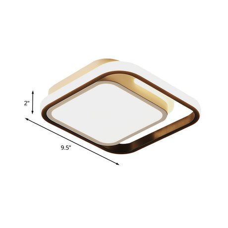 Simple Metallic Led Flush Mount Ceiling Lamp - Squared Lighting For Hallways And Corridors (Black)