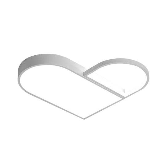 Led Bedroom Flush Mount Modern White/Black Lighting With Love Heart Metal Shade 19.5/23.5 Width