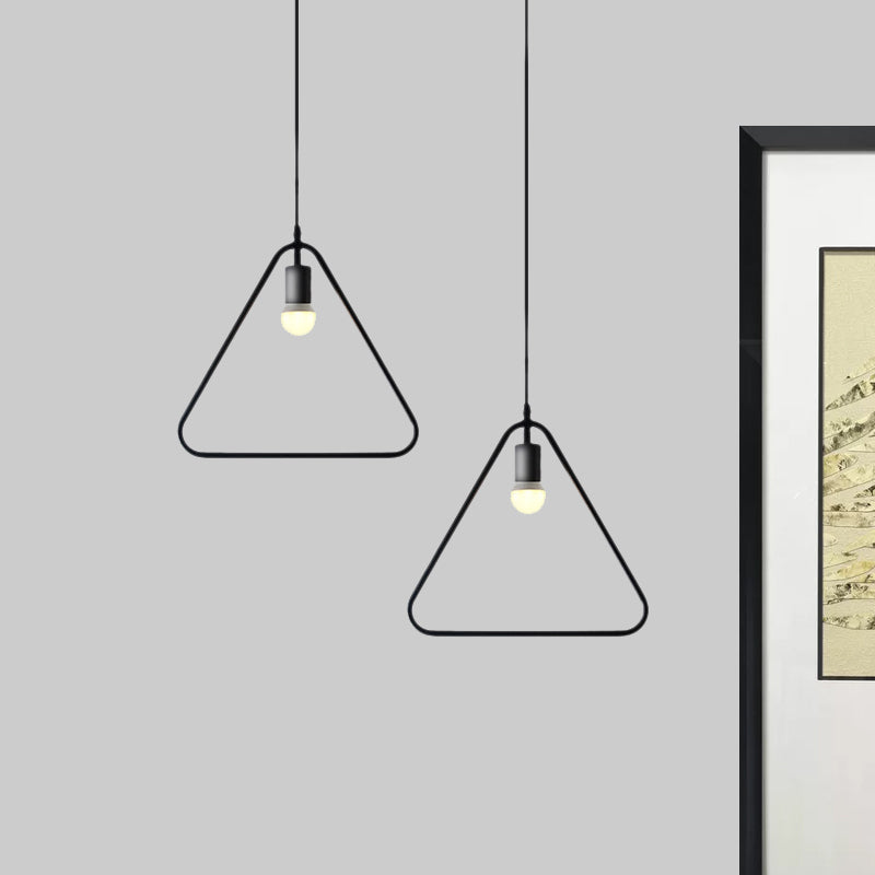 Black Metal Industrial Pendant Light With Frame Shade For Dining Room - 1 Head Ceiling Lighting