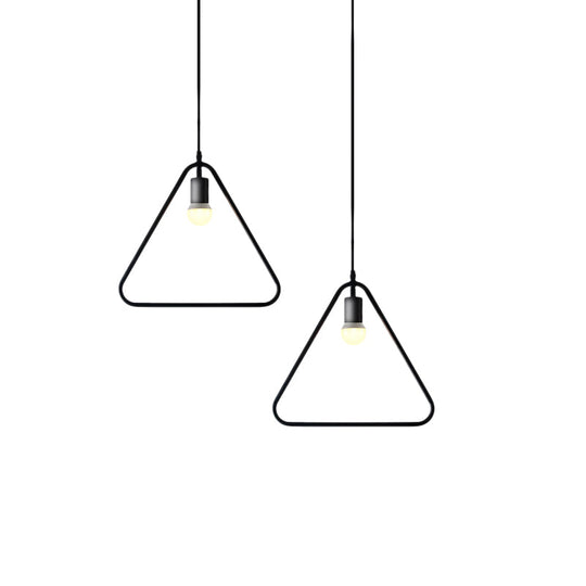 Black Metal Industrial Pendant Light With Frame Shade For Dining Room - 1 Head Ceiling Lighting