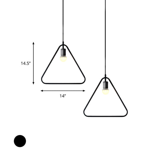 Black Metal Industrial Pendant Light With Frame Shade For Dining Room - 1 Head Ceiling Lighting