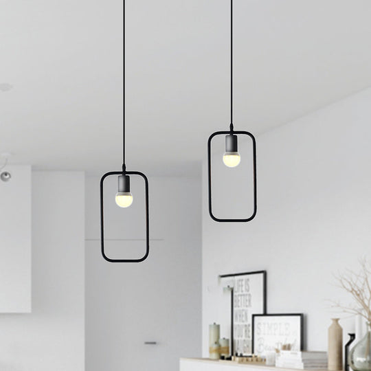 Black Metal Industrial Pendant Light With Frame Shade For Dining Room - 1 Head Ceiling Lighting /