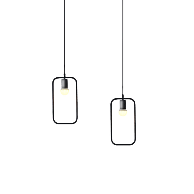 Black Metal Industrial Pendant Light With Frame Shade For Dining Room - 1 Head Ceiling Lighting