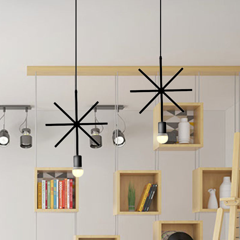 Black Metal Industrial Pendant Light With Frame Shade For Dining Room - 1 Head Ceiling Lighting /