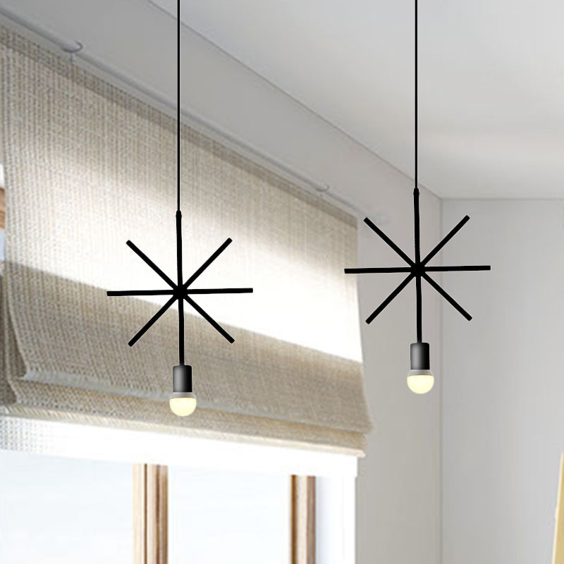 Black Metal Industrial Pendant Light With Frame Shade For Dining Room - 1 Head Ceiling Lighting