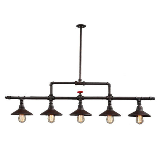 Industrial Style Wrought Iron 3/5 Lights Island Light Fixture For Restaurant Pendant Lighting