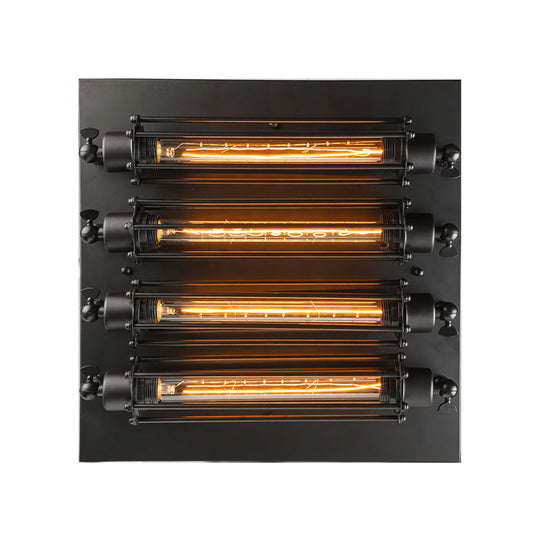 Farmhouse Style 4 - Head Metal Cage Flush Mount Ceiling Light In Black