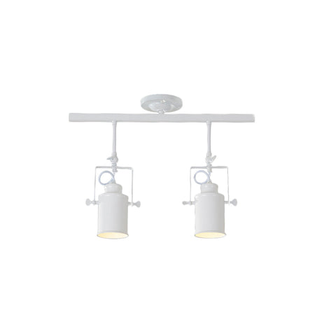 Industrial Style Metallic Cylinder Dining Room Semi-Flush Light Track Fixture - Rotatable