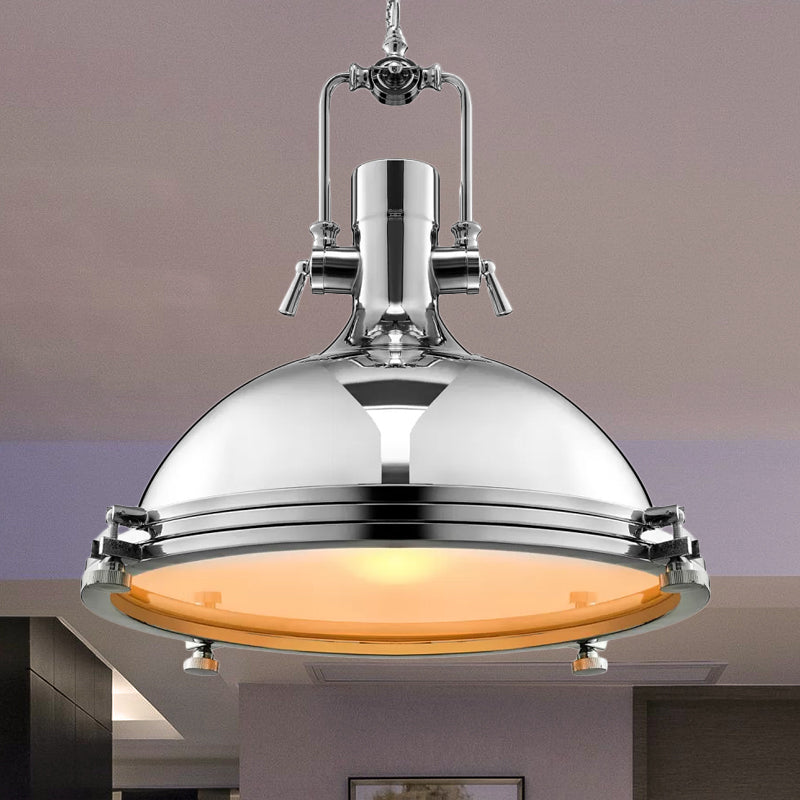 Retro Metal Head Pendant Lighting With Domed Shade - Stylish Dining Table Ceiling Light Fixture In