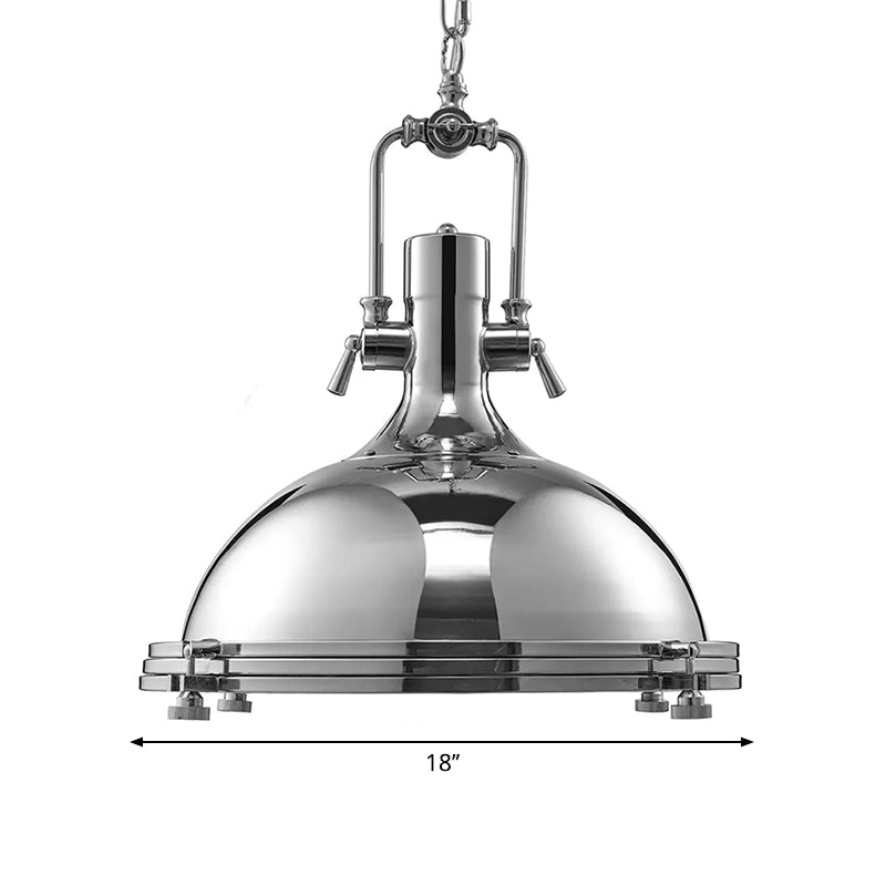 Retro Metal Head Pendant Lighting With Domed Shade - Stylish Dining Table Ceiling Light Fixture In