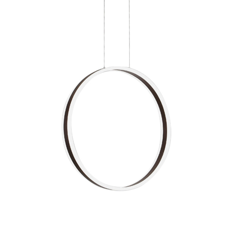 Modernist Ring Hanging Light Kit - Acrylic Dining Room Led Pendant Lamp In Coffee 16’/23.5’ Dia